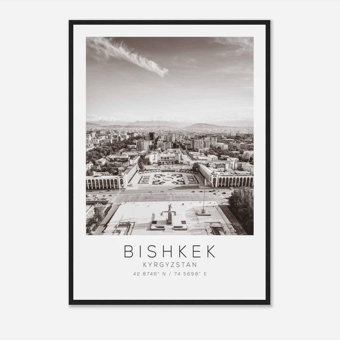 Bishkek Kyrgyzstan Travel Photo Poster Bw Bishkek Travel Print Minimalist Travel Poster Print