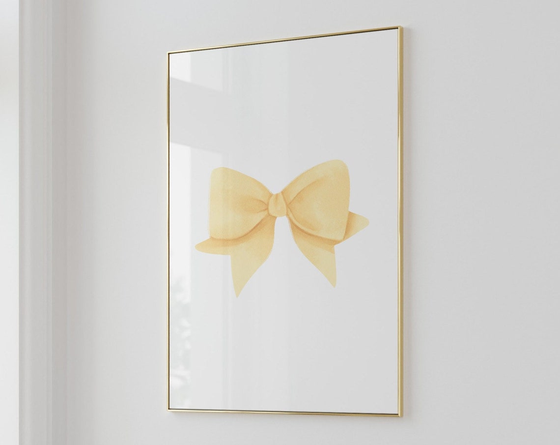 Butter Yellow Bow Minimalist Balletcore Preppy Wall Decor Poster