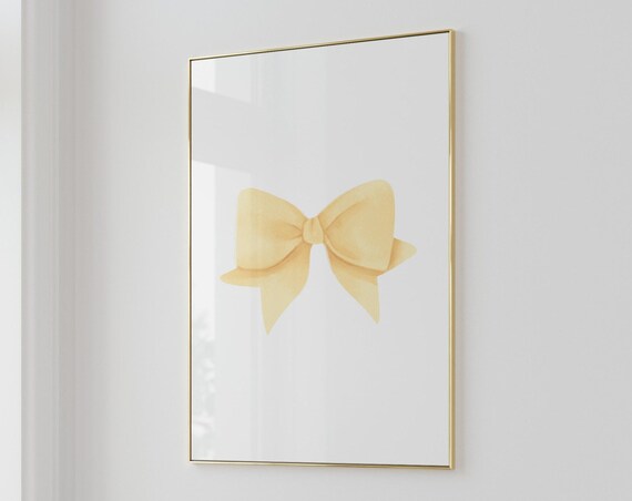 Butter Yellow Bow Minimalist Balletcore Preppy Wall Decor Poster