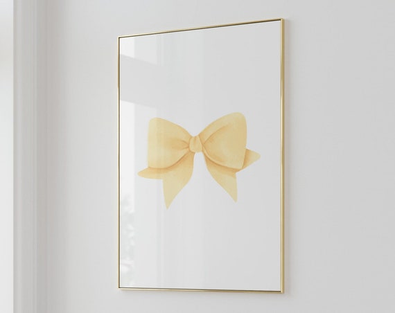Yellow Wall Art Balletcore Poster Bow Art Print Coquette Art Print Trendy Wall Art Aesthetic Print Ribbon Print Preppy Girly Bedroom Decor