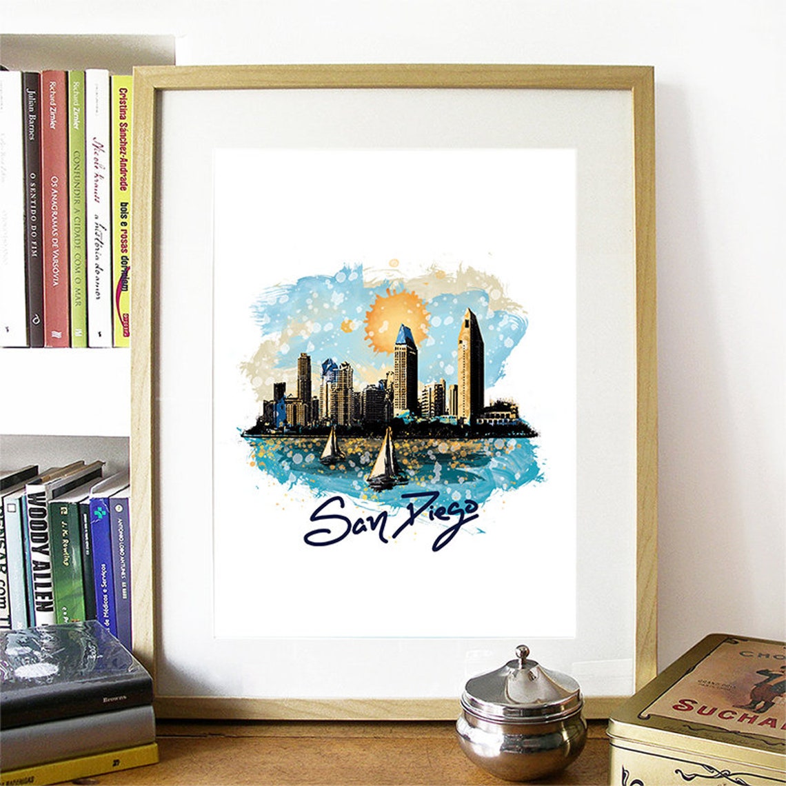 San Diego Print San Diego Skyline San Diego Art San Diego Poster San Diego Watercolor San Diego Art Print San Diego Map San Diego - Image 2