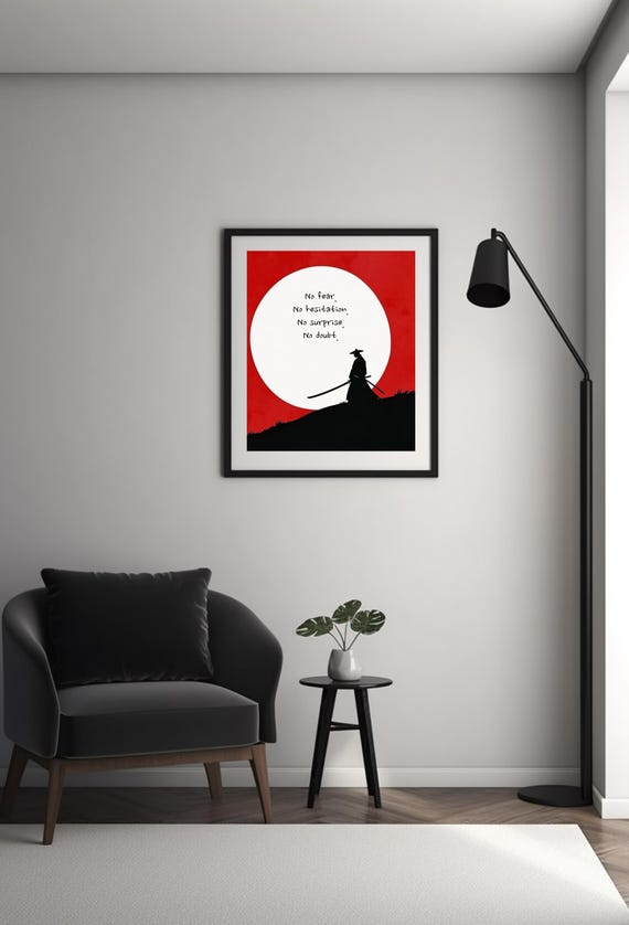 No Hesitation Samurai Warrior Wall Art Bushido Code Print Zen Motivational Posterjapanese Martial Decor Home Or Office Inspiration