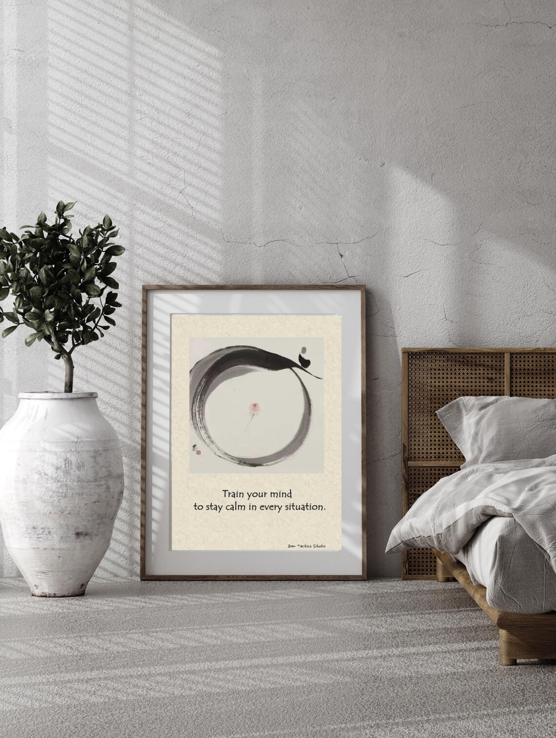 Enso Circle Calm Mind Zen Meditation Ink Brush Quote Art Poster