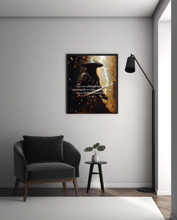 Sun Tzu Thunderbolt Quote Samurai Rain Storm Warrior Art Poster