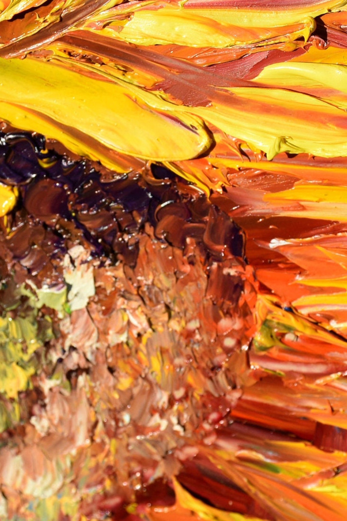 Sunflower Painting Floral Painting Sunflower Summer Art Sunflower Wall Art Impasto Painting Floral Oil Painting Textured Flower Oil Art - Image 3