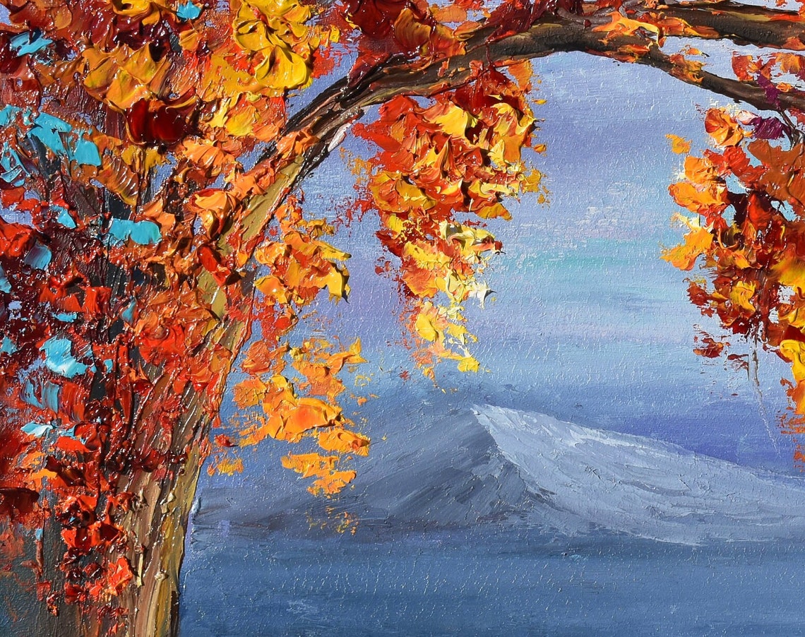 Fall Art Autumn Painting People In Love Art Forest Landscape Art Autumn Landscape Sunset Nature Sunset Landscape Oil Art River Bank Painting - Image 3
