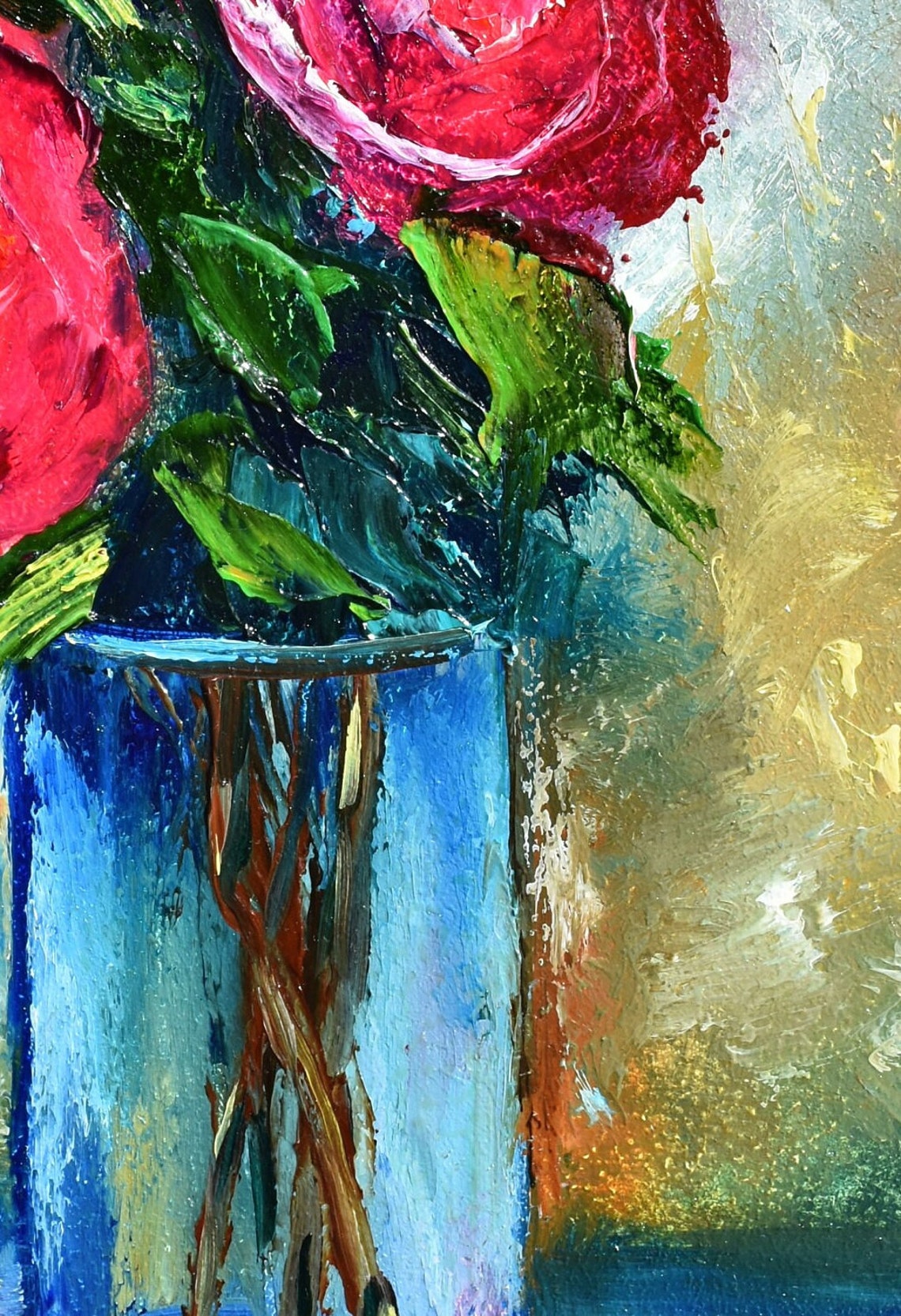 Pink Roses Still Life Original Roses Floral Oil Painting Roses Flowers Art Painting Pink Pink Flower Rose Original Art Rose Painting Oil Art - Image 2