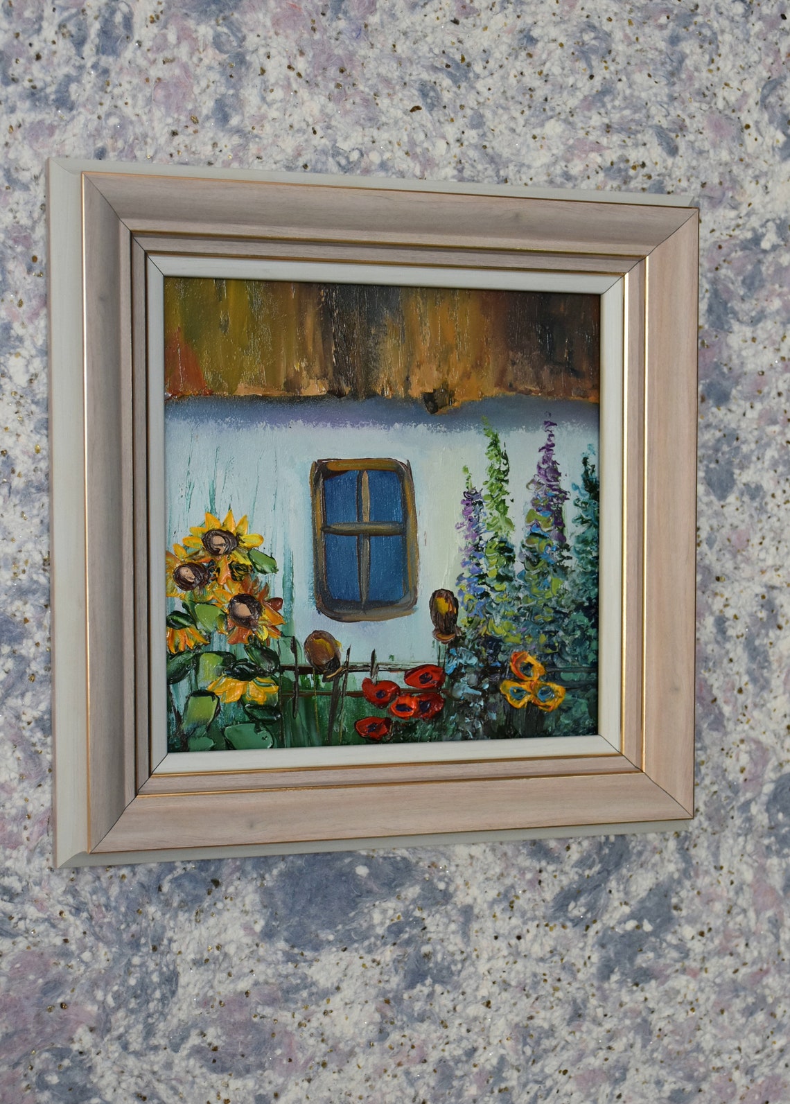 Folk Art Painting Small Wall Art Rural Landscape Art Ukrainian House Art Landscape House Art Landscape Painting Knife Palette Paintings Of - Image 3