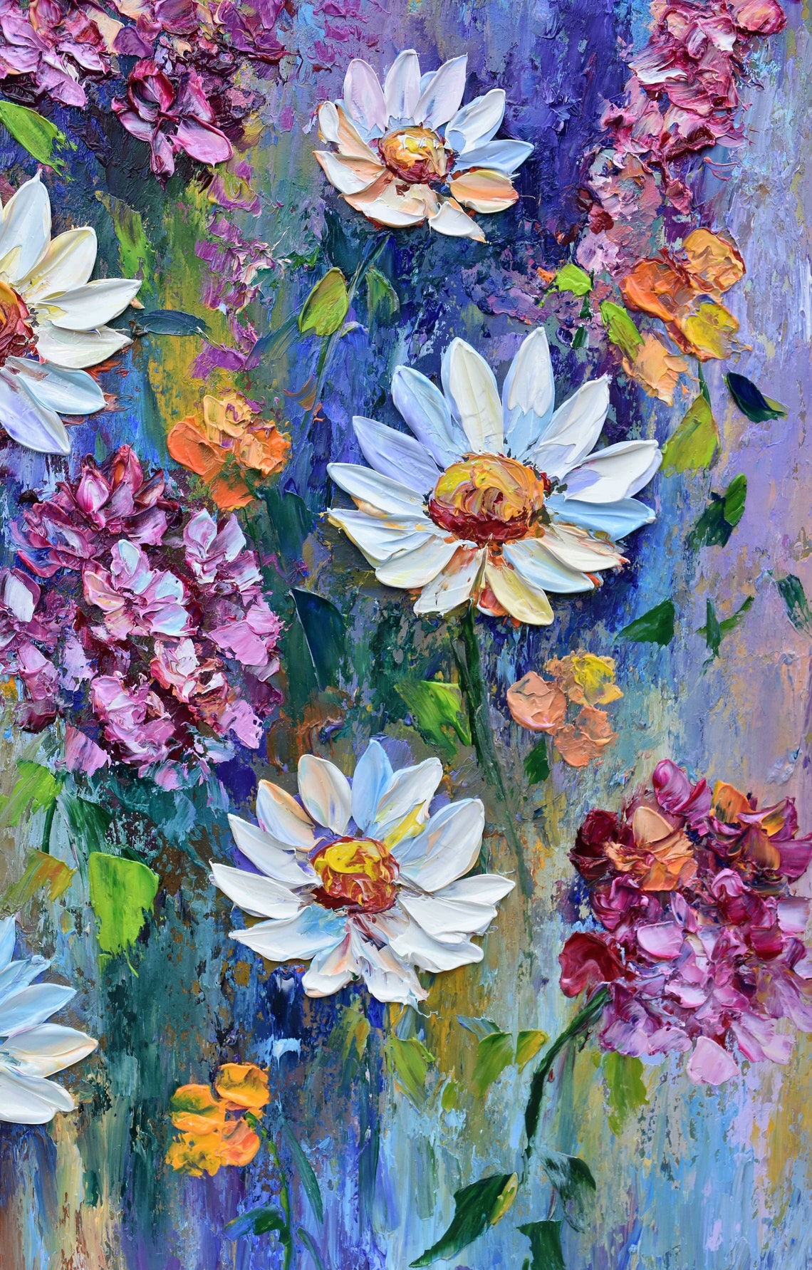 Chamomile Impasto Flowers Painting Daisy Painting 3d Oil Painting Summer Flowers Art Art Meadow Flowers Art Palette Knife Art Meadow - Image 5