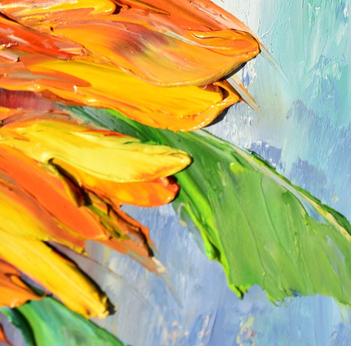 Sunflower Painting Floral Painting Sunflower Summer Art Sunflower Wall Art Impasto Painting Floral Oil Painting Textured Flower Oil Art - Image 5