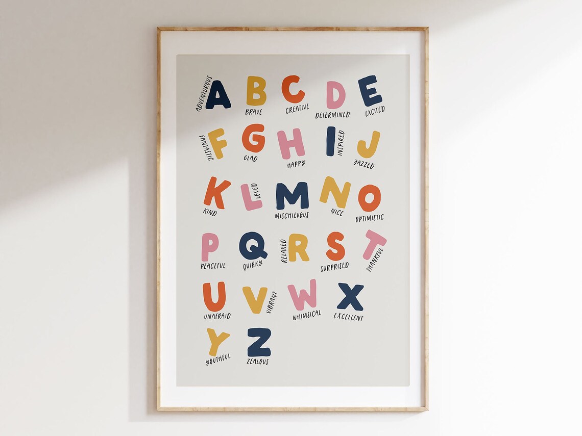 Alphabet Feelings A To Z Colorful Kids Nursery Room Decor Poster Gift