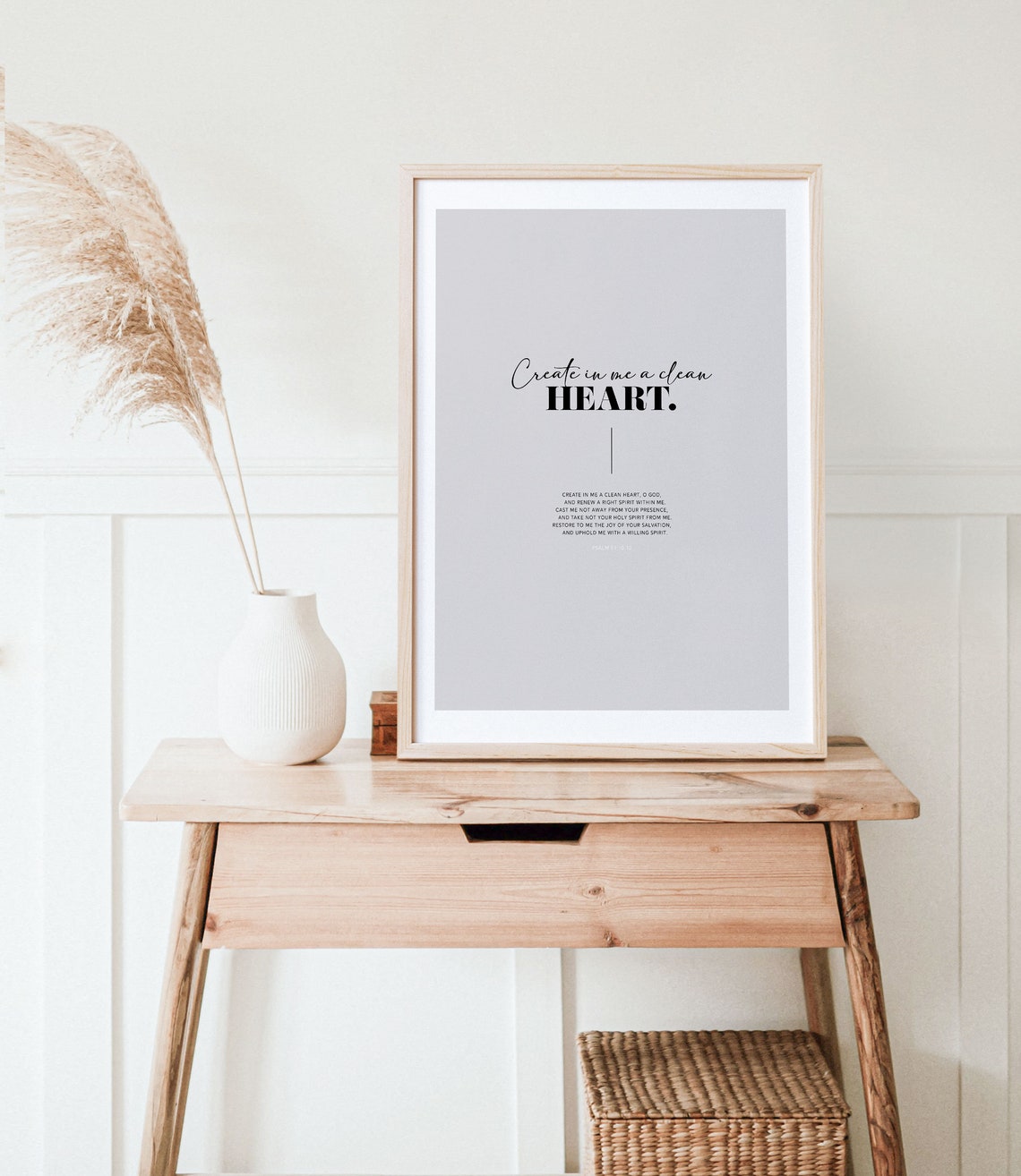 Psalm 51:10 Create In Me A Clean Heart Minimalist Bible Verse Poster - Image 6