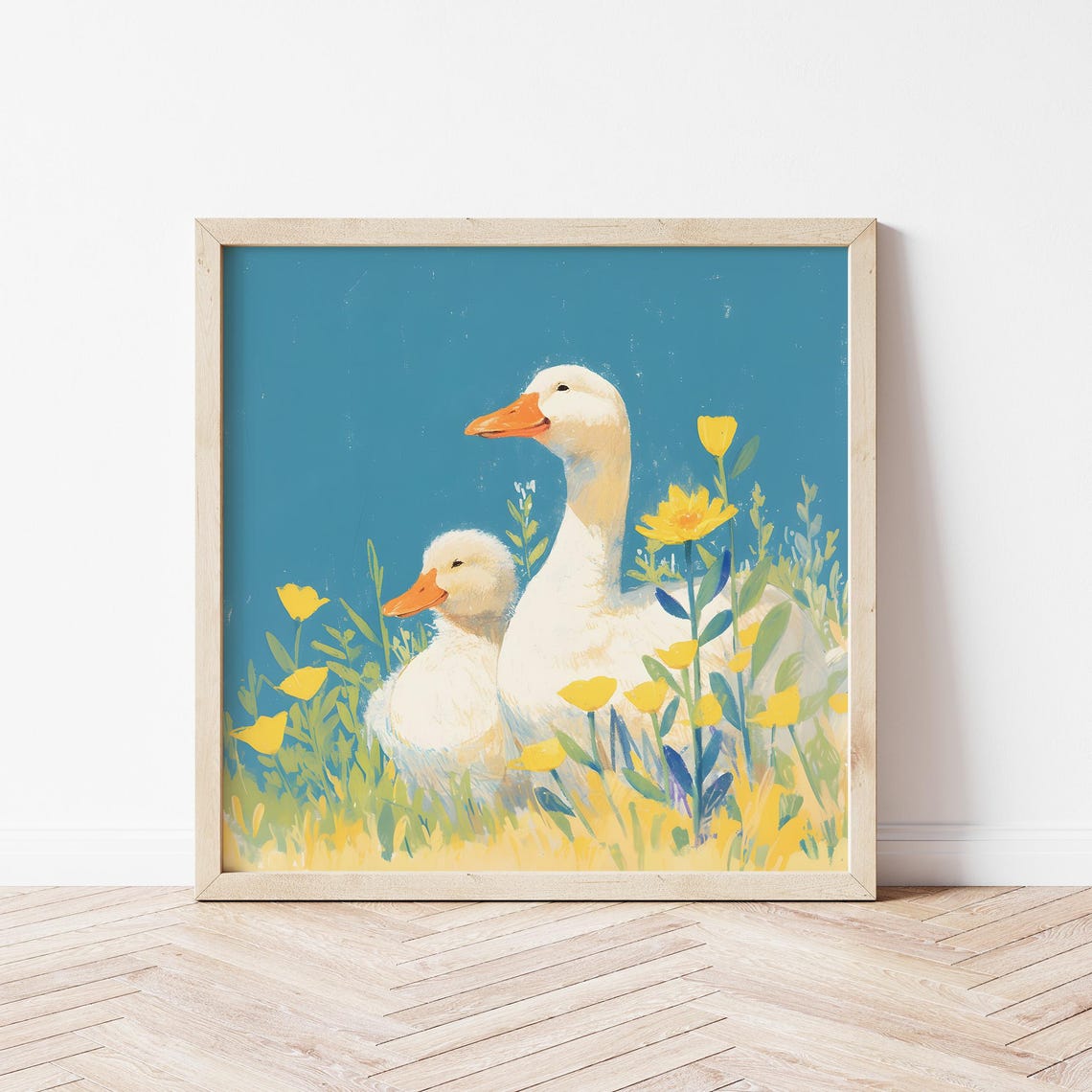 Duck Friends Illustration, Nursery Decor Birthday Gift