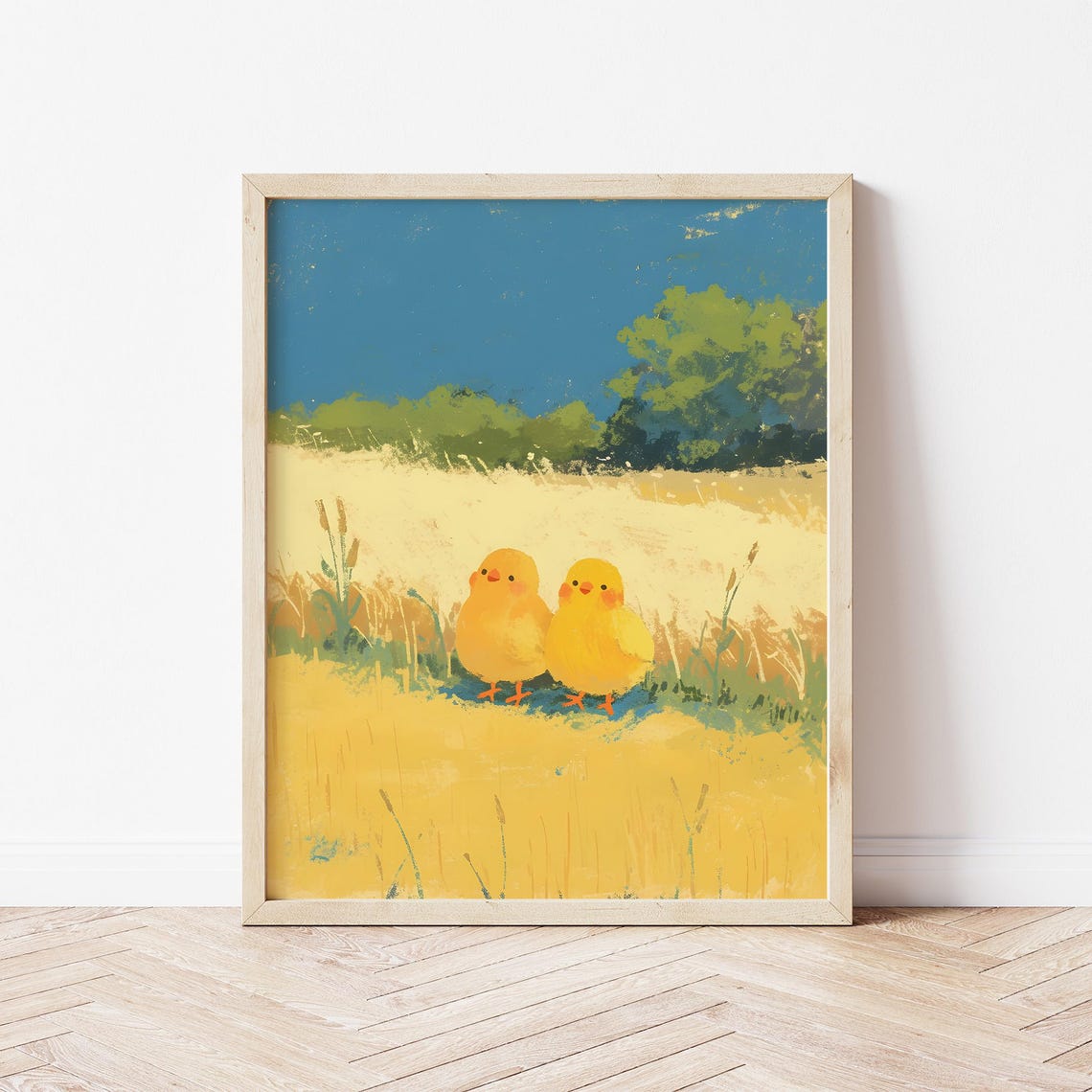 Lovely Chick Friends Illustration Of Cute Chick Nursery Print Of Chicks Friends Gifts Of Chick Wall Dcor Of Chick Poster Of Chick Wall Art - Image 2