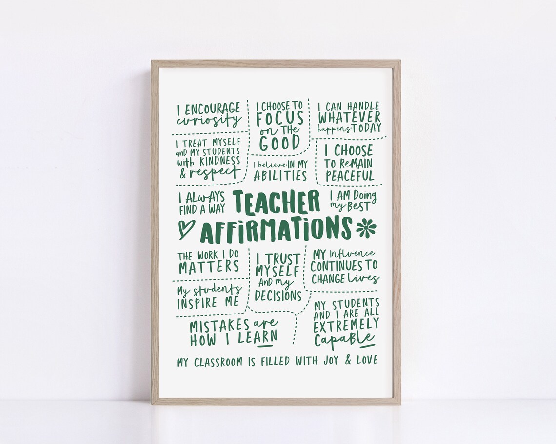 Classroom Teacher Affirmations Art Print, Quote Decor - Image 2