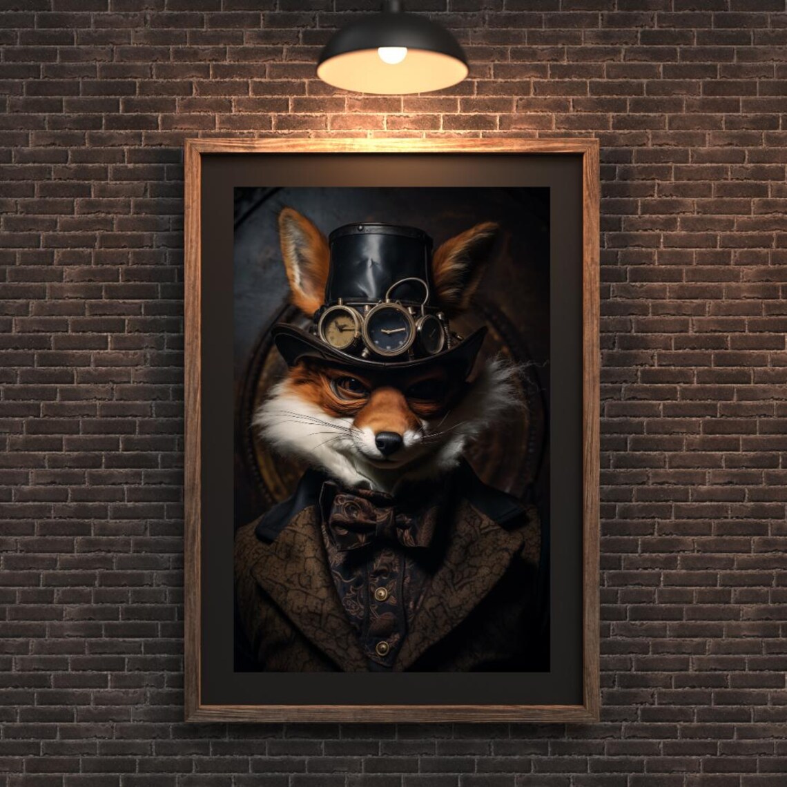 Steampunk Fox Art Print, Victorian Gentleman Portrait