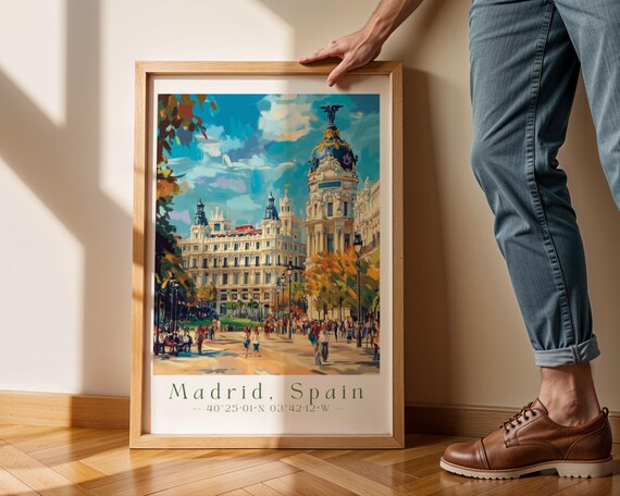 Madrid Spain Metropolis Building Plaza Vintage Travel Poster