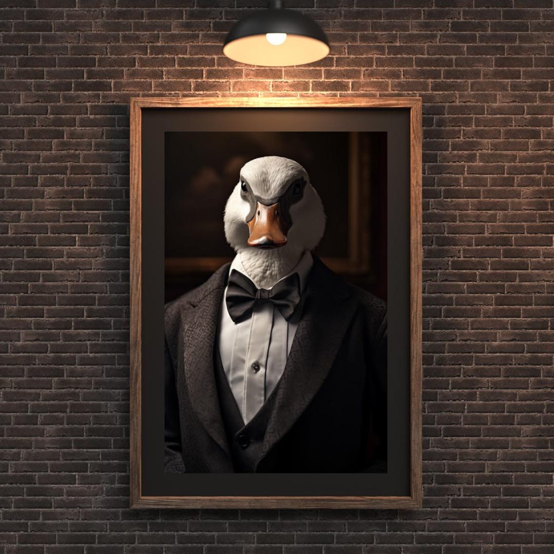 Dapper Duck Black Tuxedo Bowtie Formal Animal Portrait Wall Art