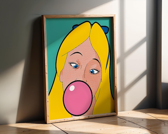 Pop Art Blonde Girl Pink Bubblegum Comic Style Bold Art Poster