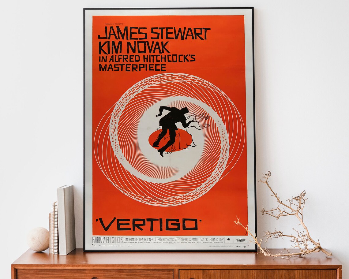 Vintage Vertigo Movie Poster Retro Film Poster Alfred Hitchcock Movie Wall Art Cool Home Decor