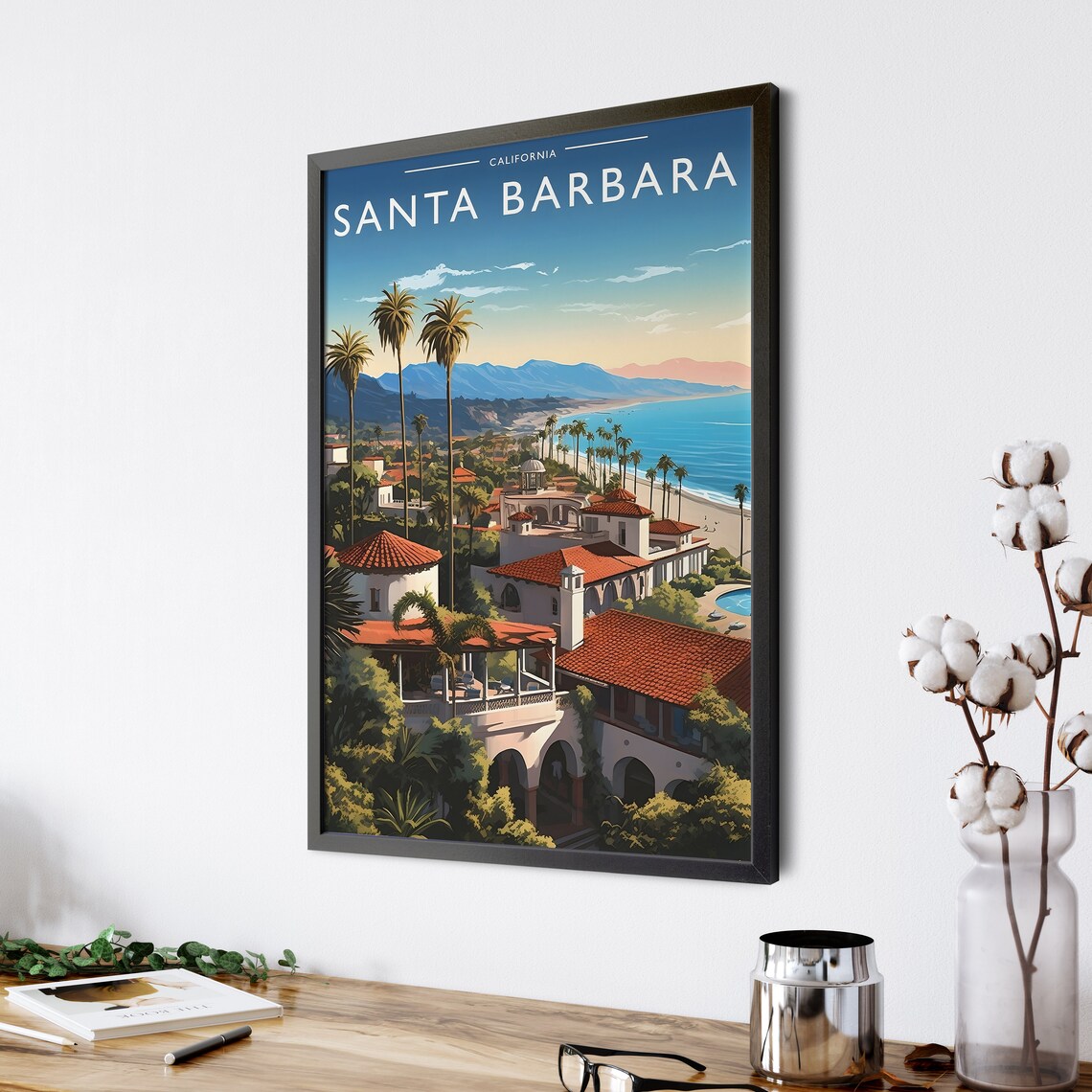 Santa Barbara Travel Poster, California Artwork - Image 4