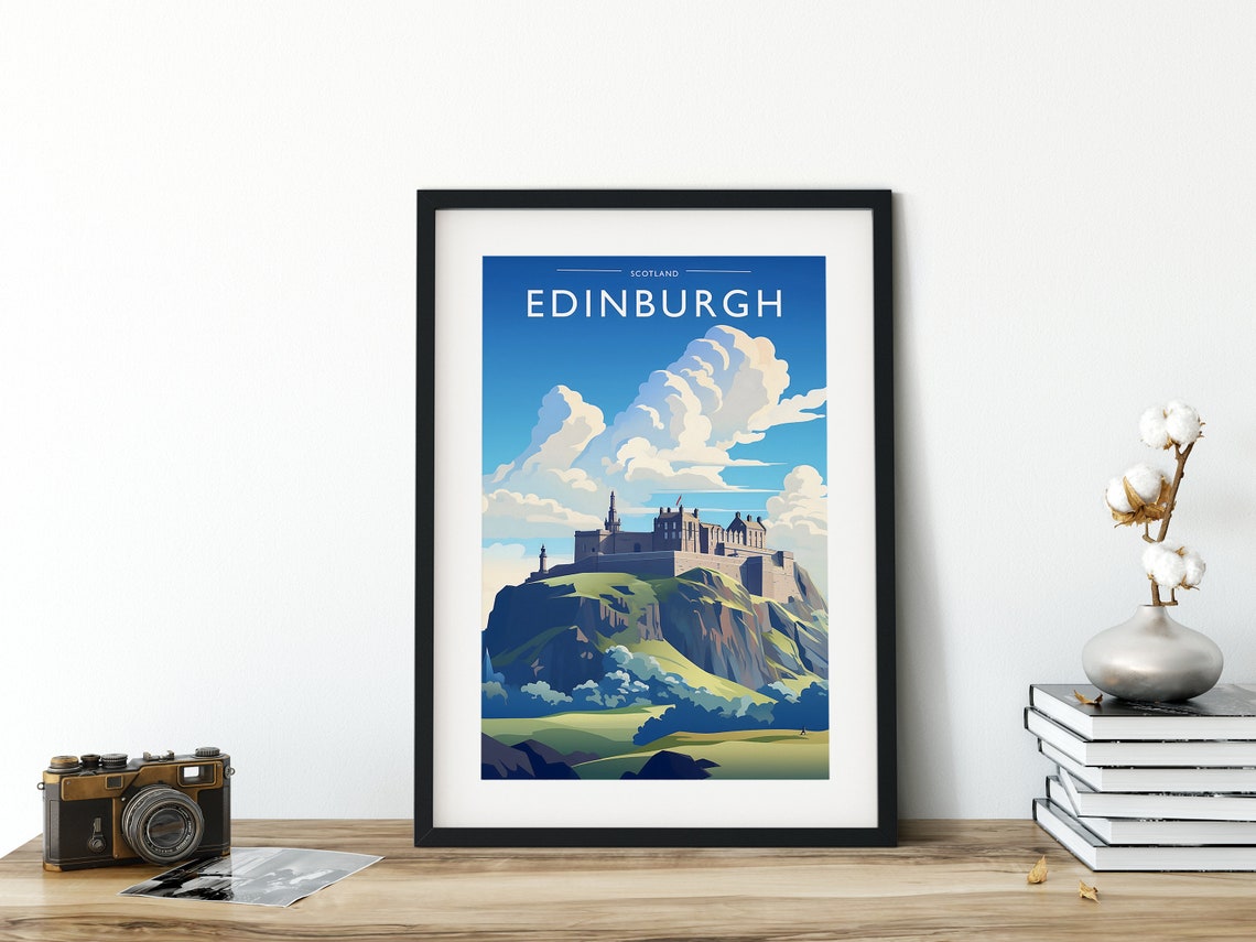 Edinburgh Scotland Castle On Rocky Crag Skyline Travel Poster - Image 3