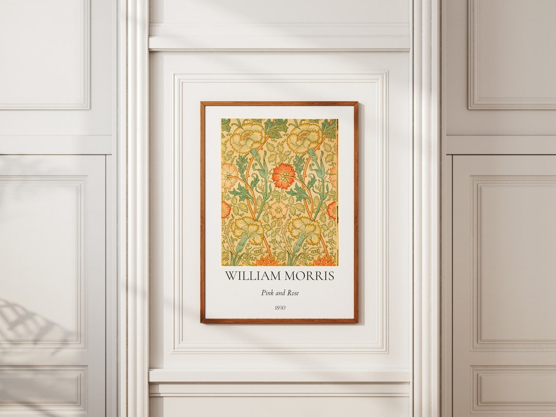 William Morris Pink and Rose 1890 Floral Pattern Vintage Wall Poster - Image 4