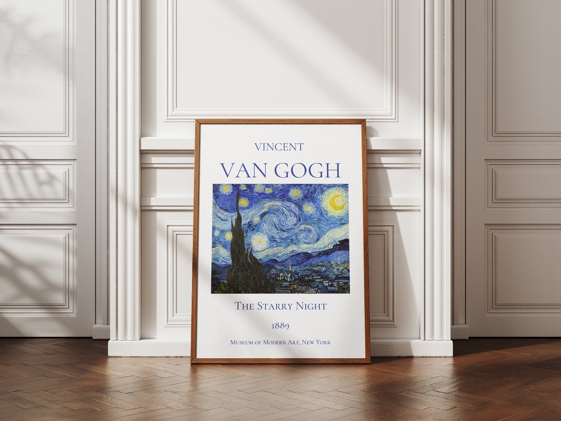 Van Gogh Art Print The Starry Night Van Gogh Exhibition Poster Van Gogh Painting Night Landscape Artwork Museum Poster - Image 2