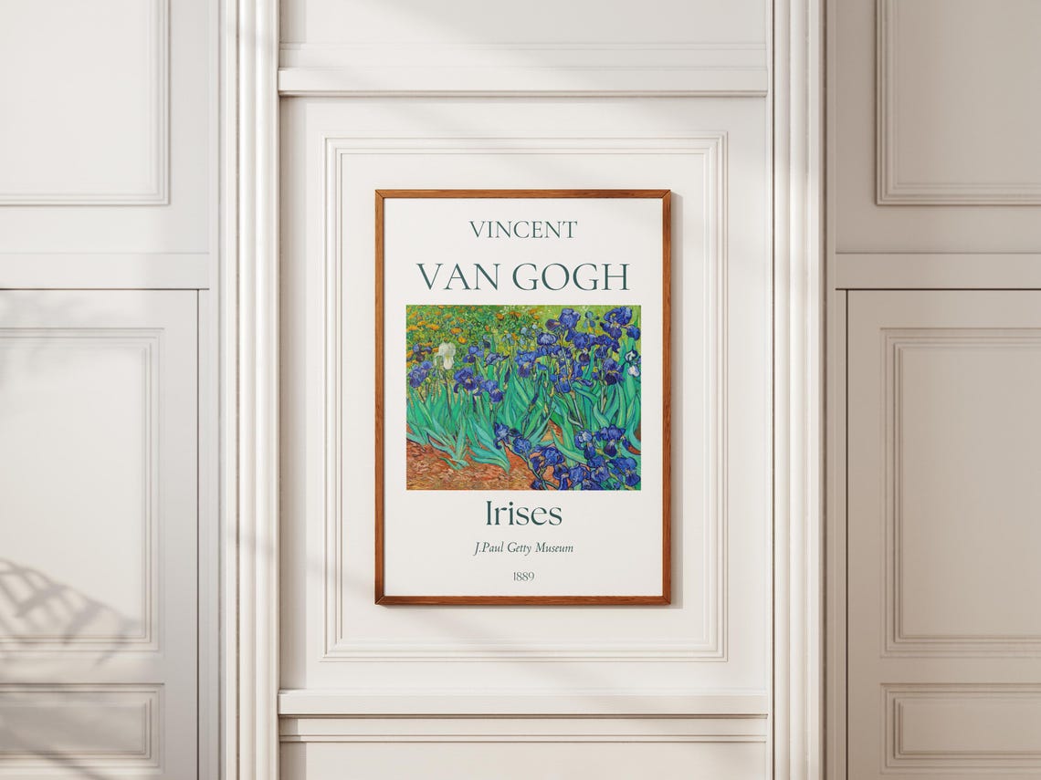 Van Gogh Irises 1889 Blue Iris Flowers Garden Getty Museum Poster - Image 5