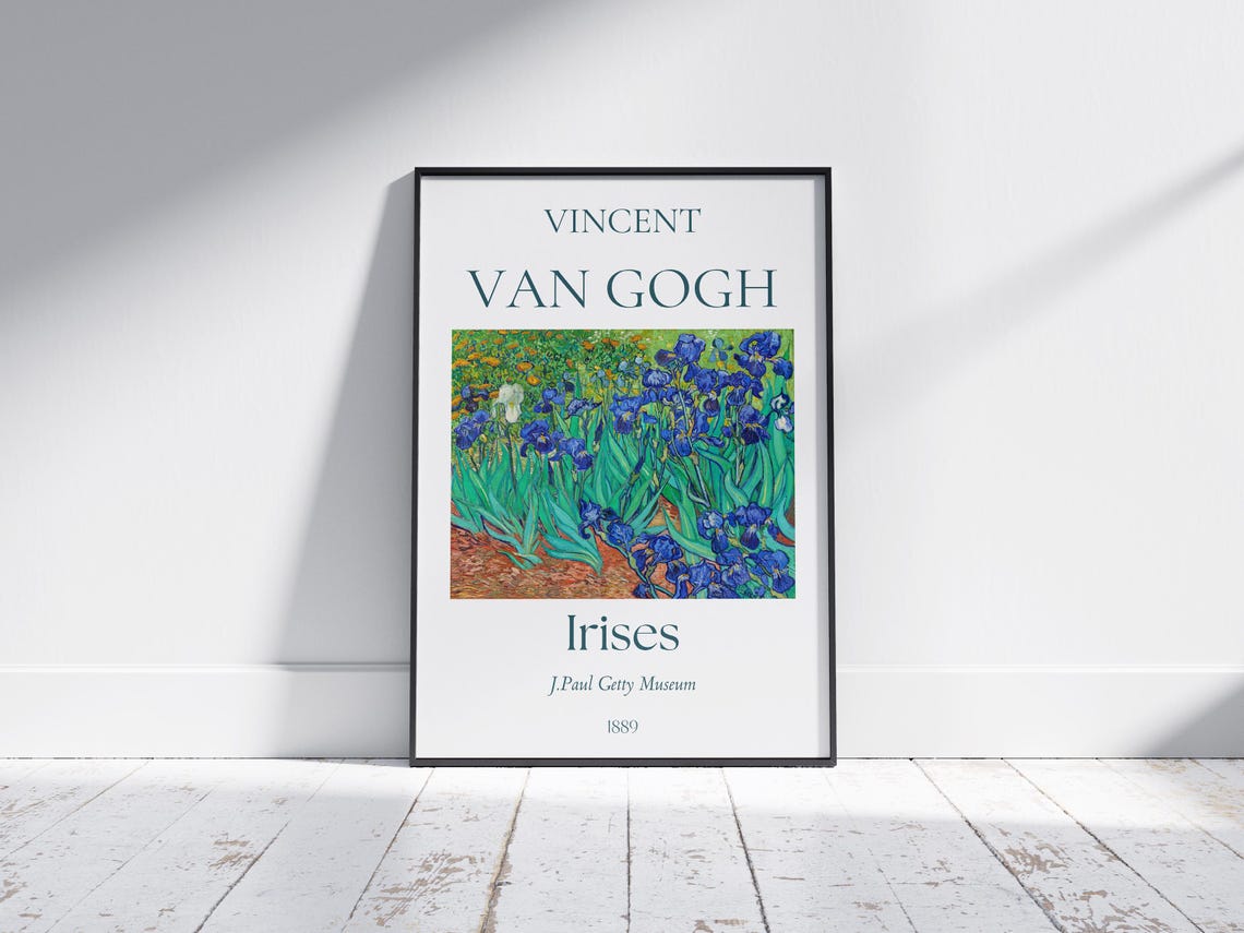Van Gogh Irises 1889 Blue Iris Flowers Garden Getty Museum Poster - Image 7