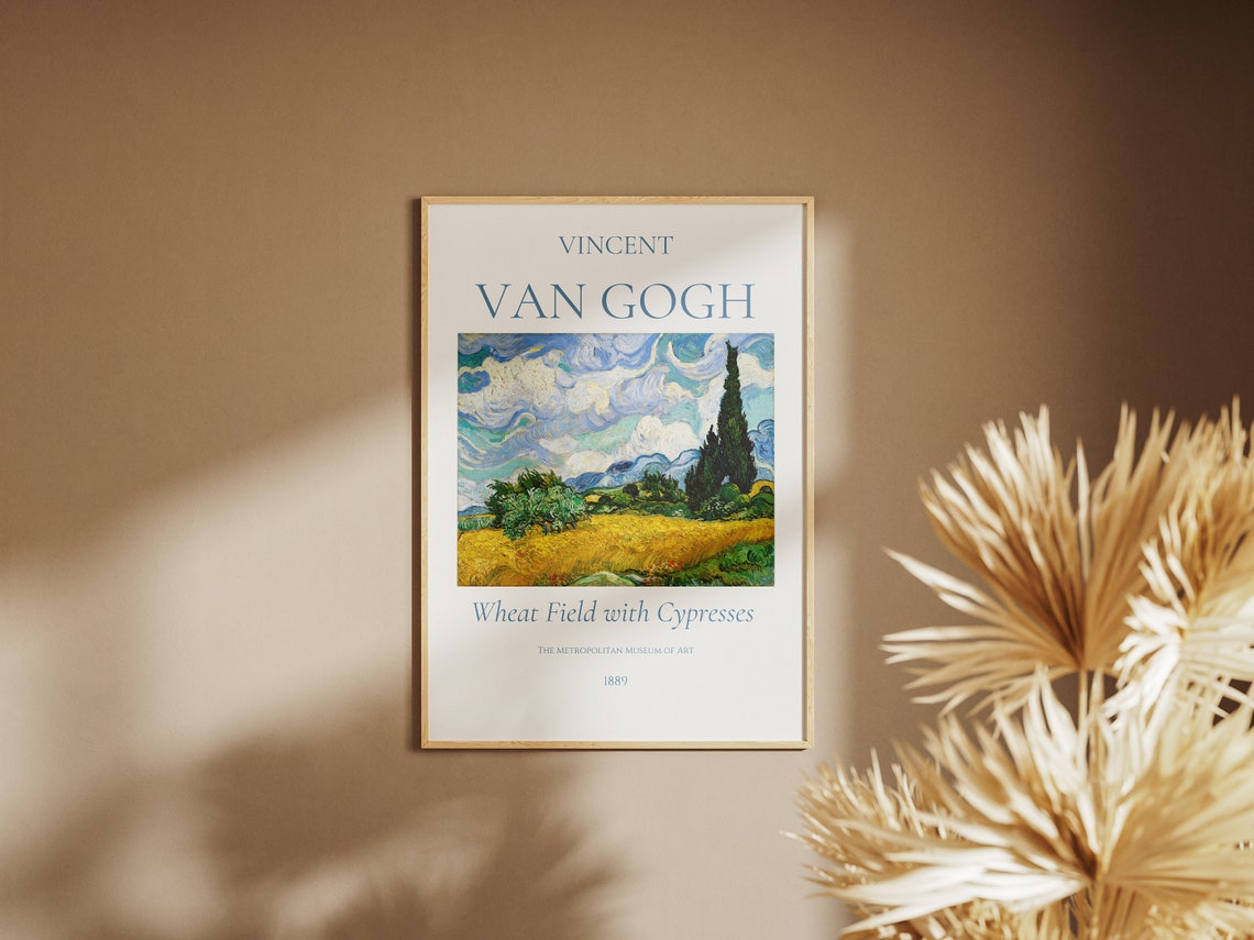 Van Gogh Wheat Field with Cypresses 1889 Golden Field Blue Sky Poster - Image 5