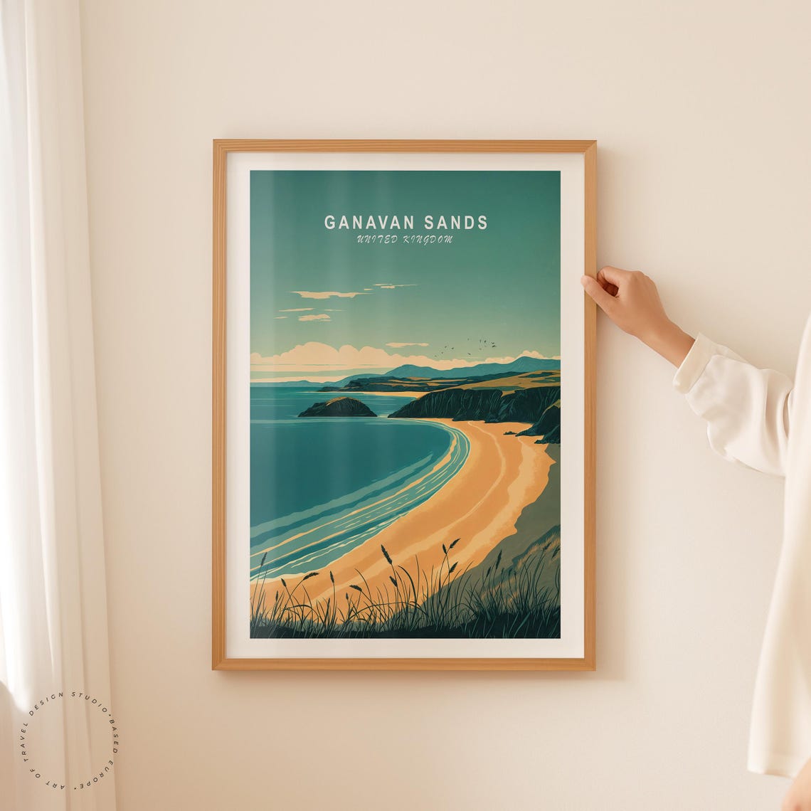 Ganavan Sands United Kingdom Curved Bay Cliffs Dune Grass Art Poster - Image 5