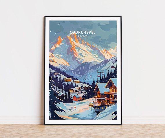 Courchevel France Alpine Ski Resort Gondola Village Snow Poster