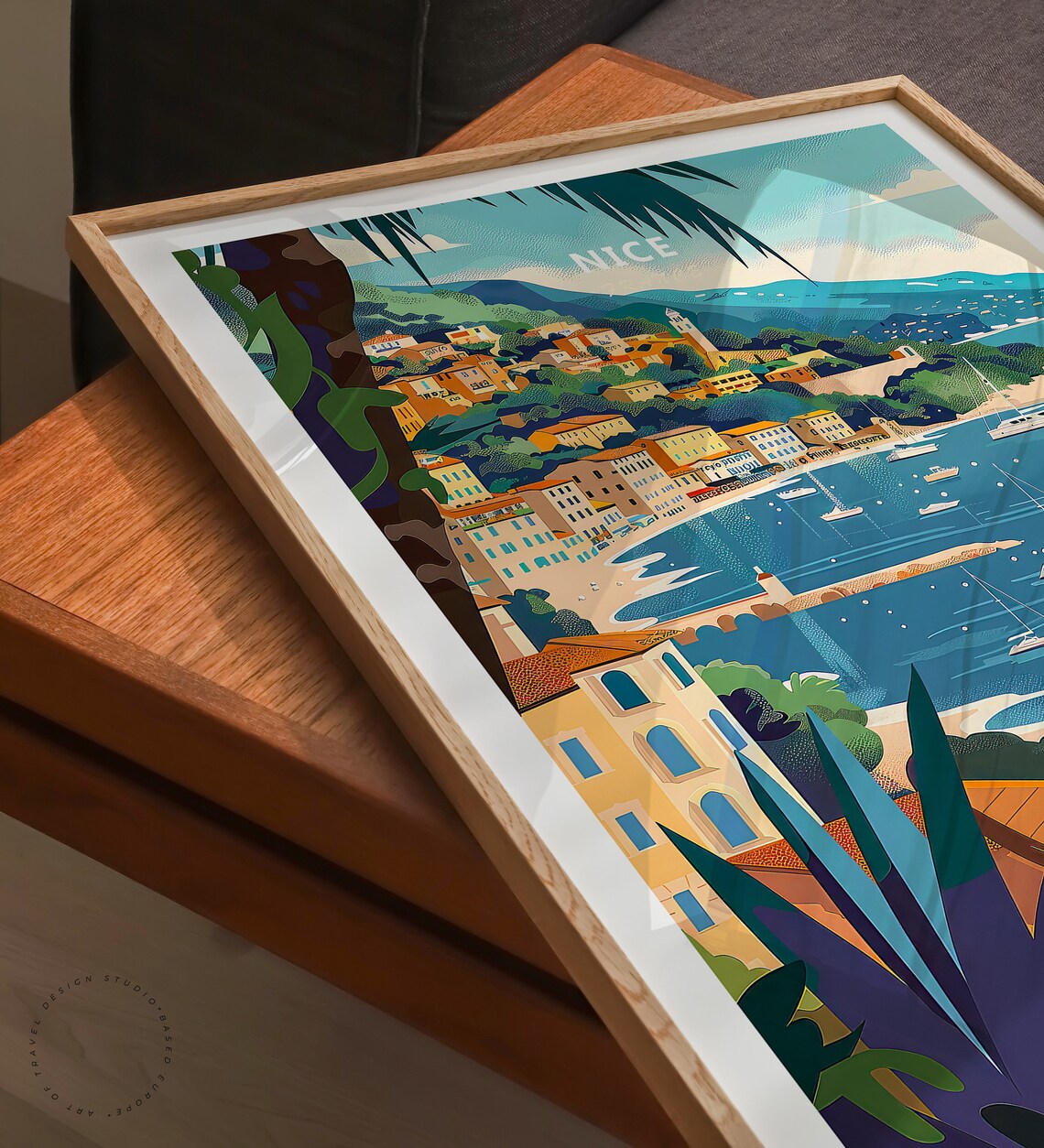 Nice France French Riviera Coastline Yachts Palm Bay Travel Poster - Image 3