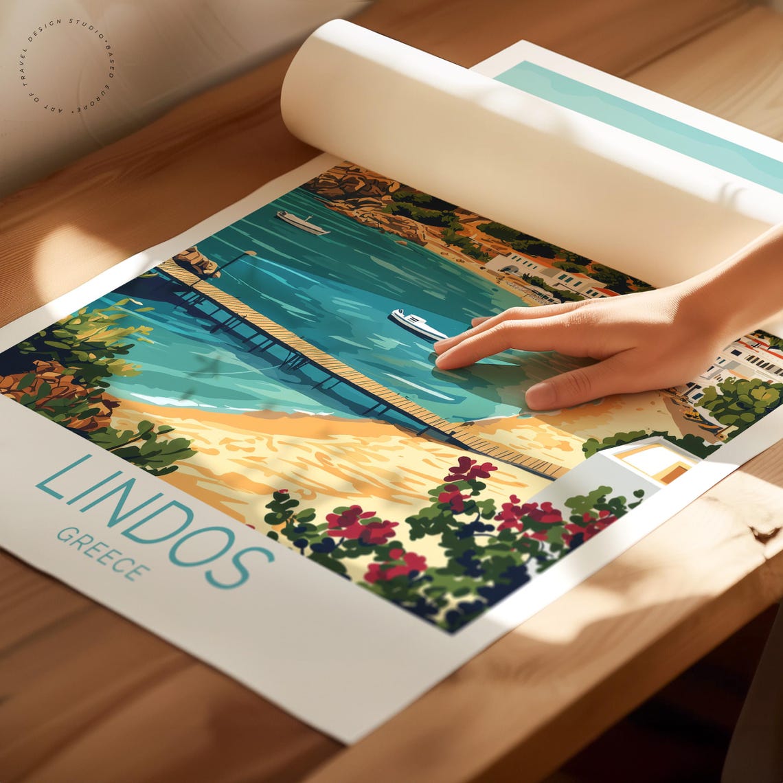 Lindos Greece Travel Poster, Rhodes Home Decor - Image 2