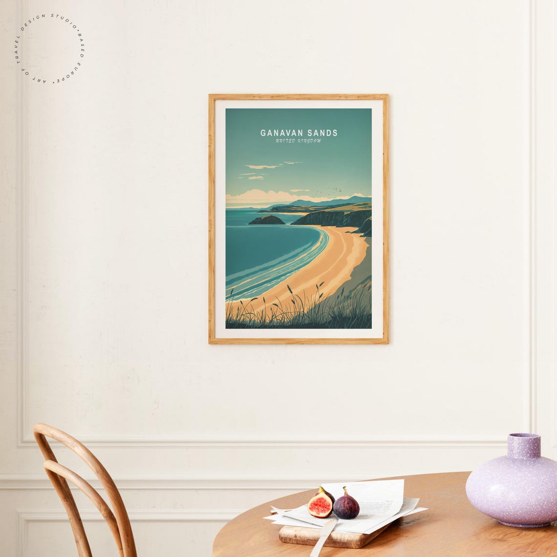 Ganavan Sands United Kingdom Curved Bay Cliffs Dune Grass Art Poster - Image 4