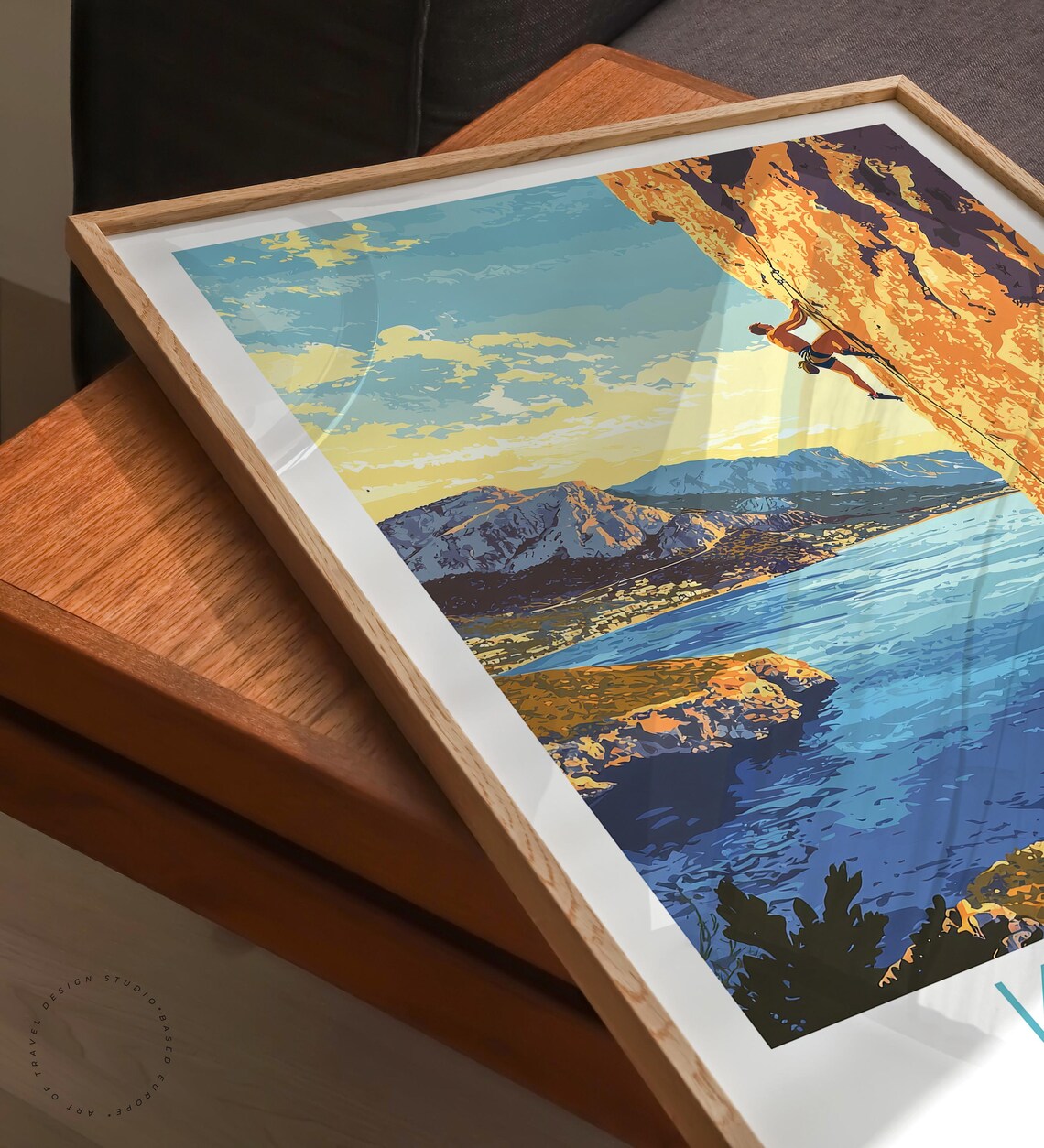 Kalymnos Greece Sea Cliff Rock Climbing Adventure Travel Art Poster - Image 3