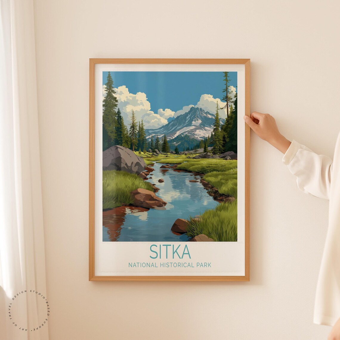 Sitka National Historical Park Alaska Stream Mountain Travel Poster - Image 5