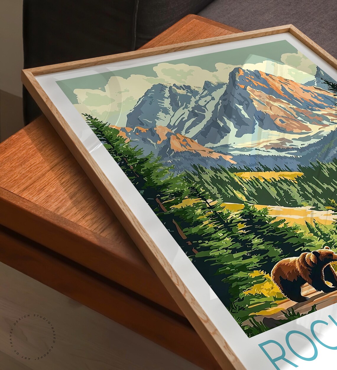 Rocky Mountains National Park Grizzly Bear Below Snowy Peaks Poster - Image 3