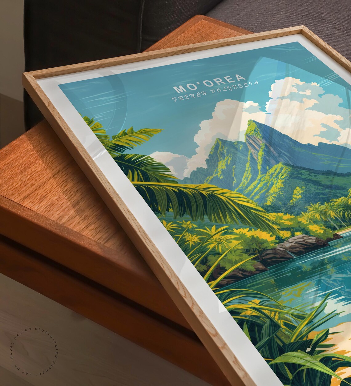 Moorea French Polynesia Lagoon Palm Peaks Tropical Travel Poster - Image 6