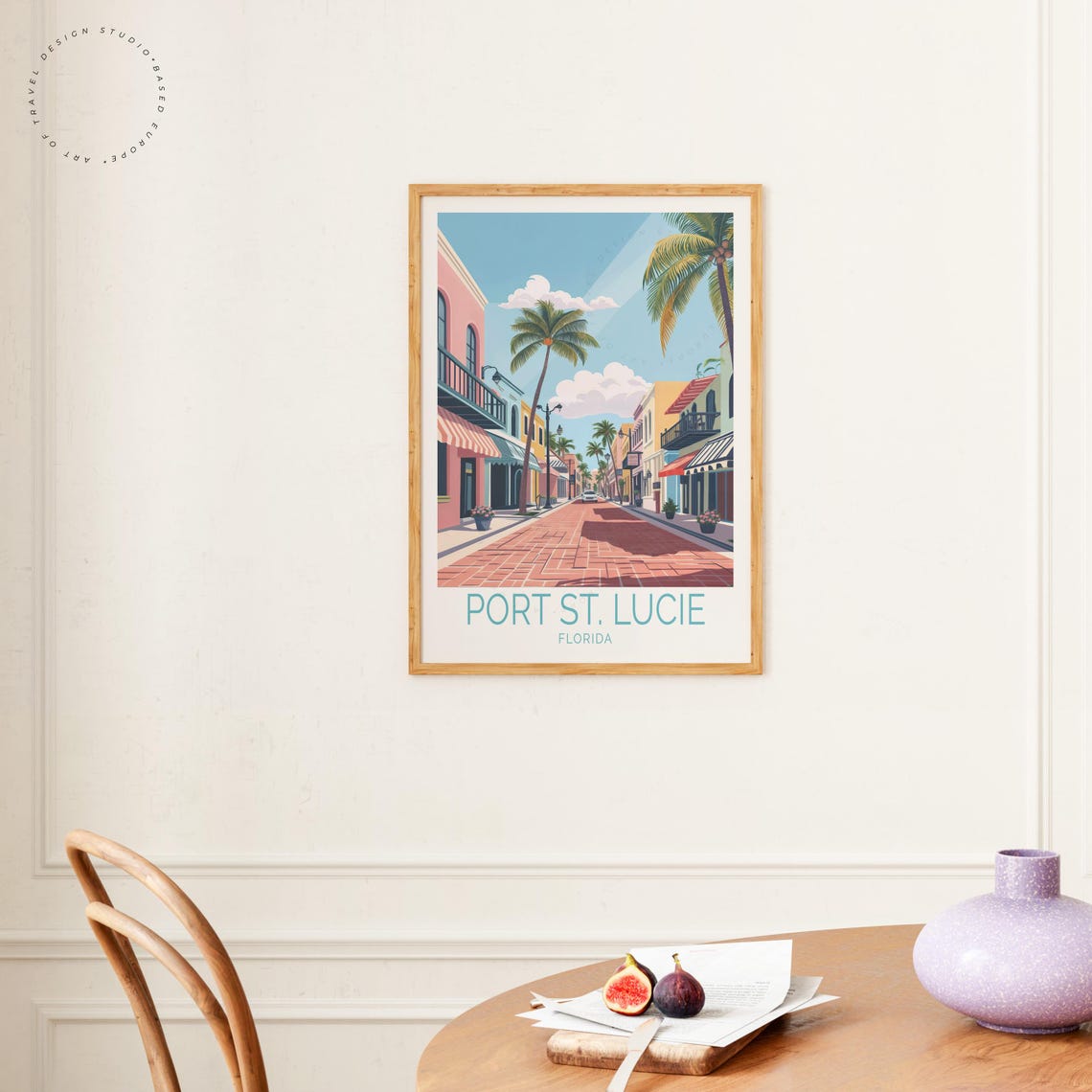 Port St. Lucie Florida Historic Street Palm Trees Brick Road Poster - Image 4