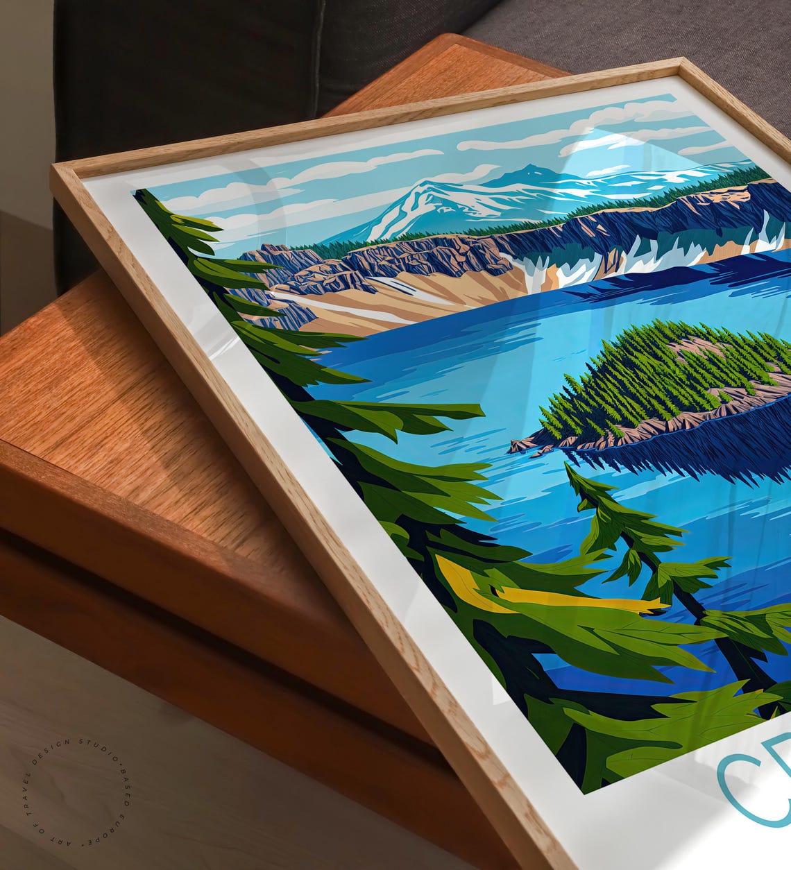 Crater Lake Oregon Travel Poster Crater Lake National Park Print Home Decor Personalised Travel Poster Wedding Gifts - Image 3