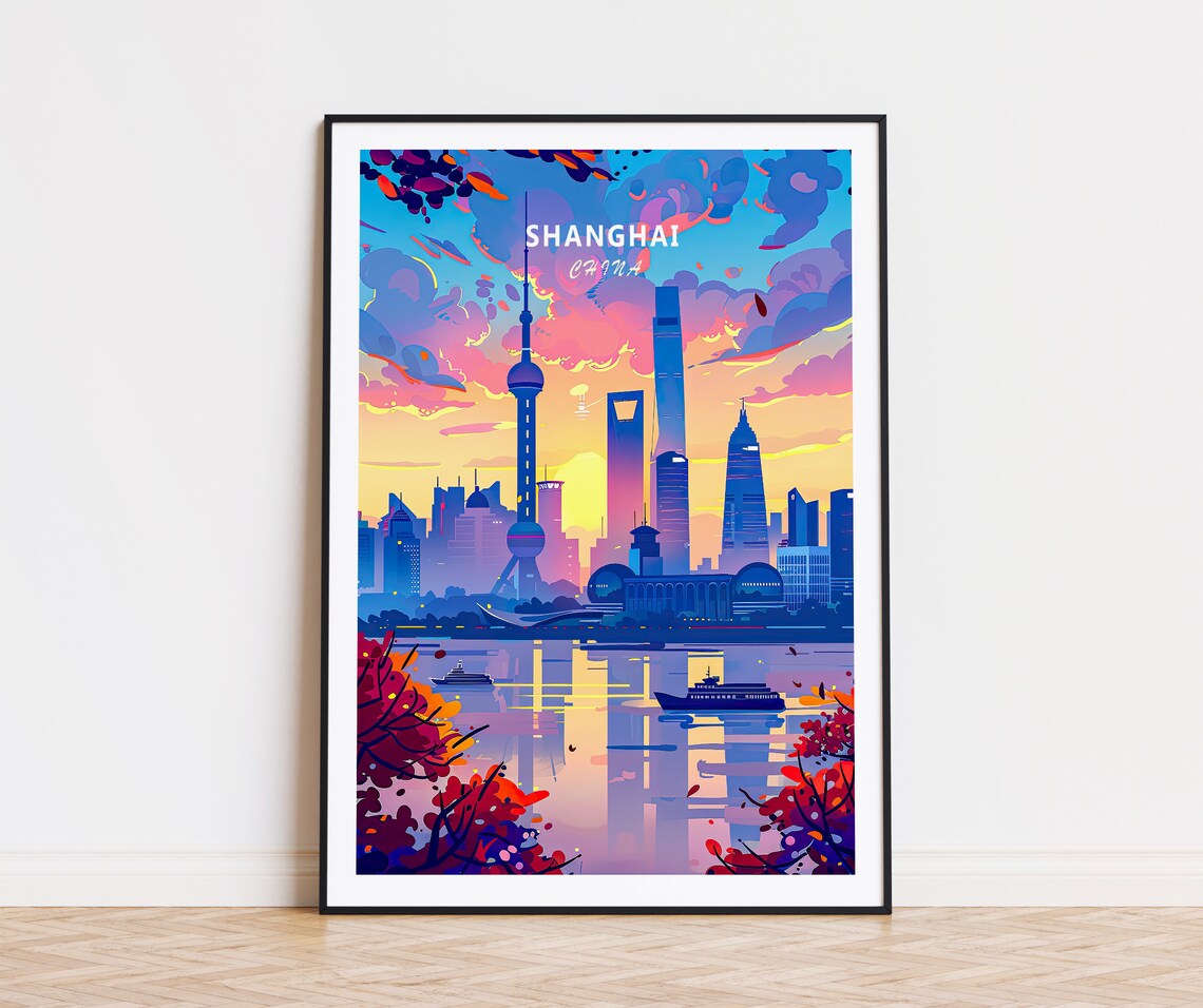 Shanghai Travel Poster, The Bund Home Decor