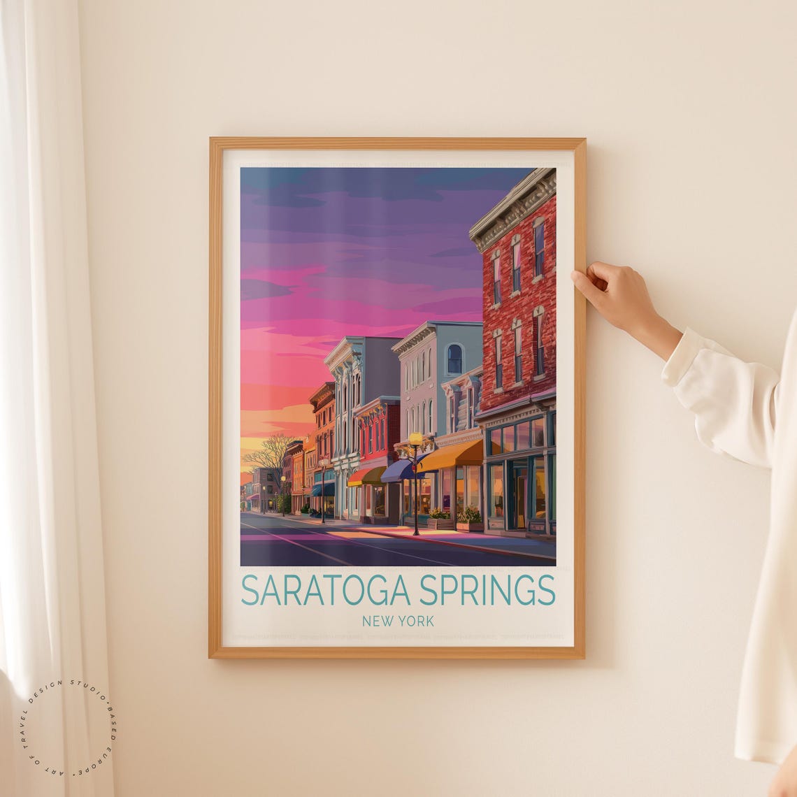 Saratoga Springs New York Sunset Downtown Main Street Travel Poster - Image 5