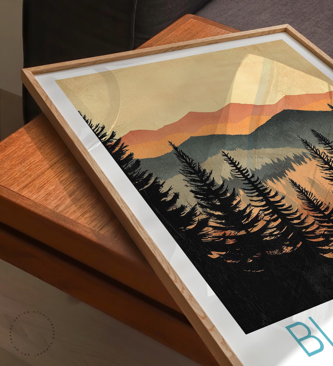 Black Forest Germany Pine Silhouette Golden Mountain Range Poster - Image 6