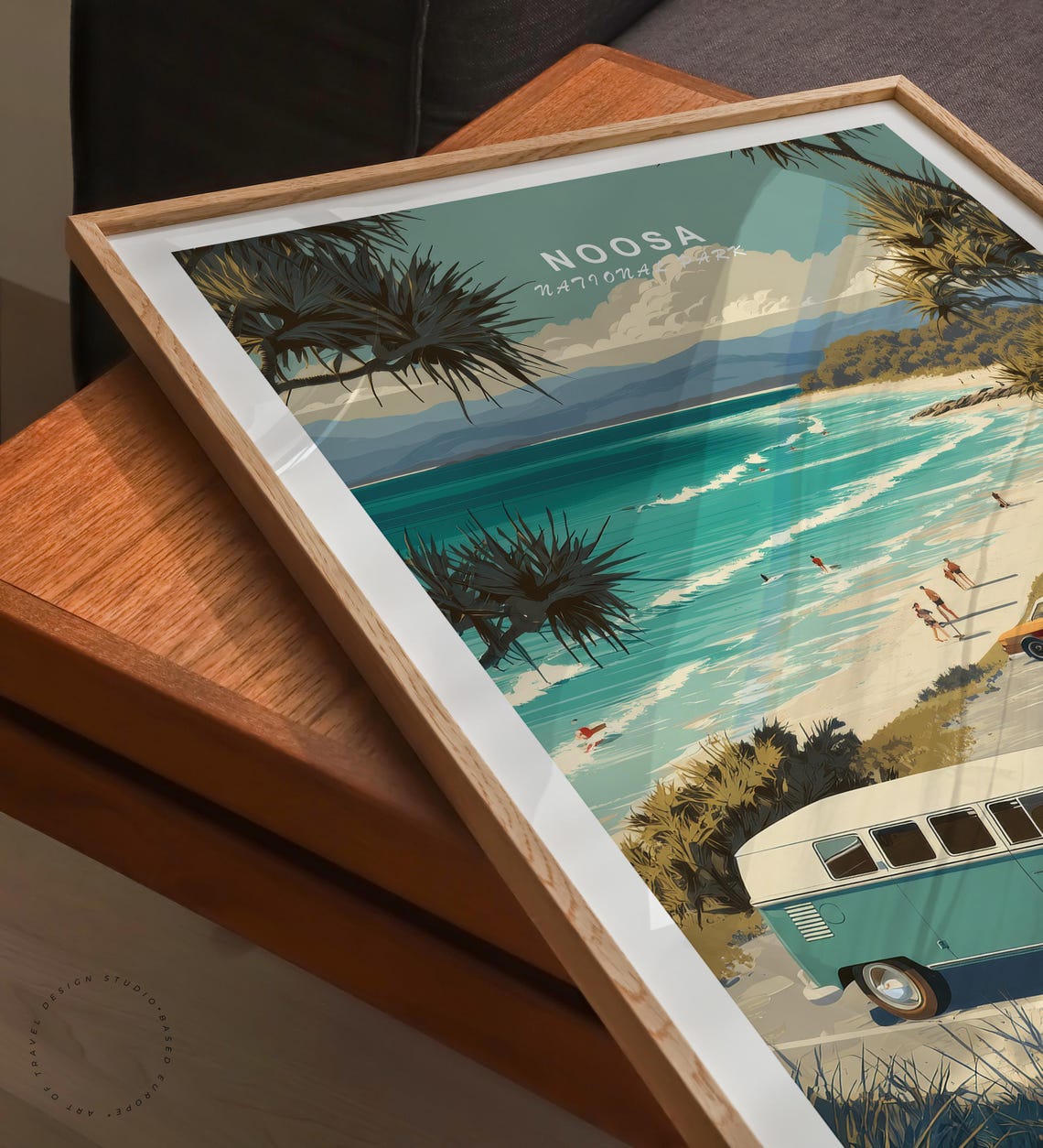 Noosa Australia National Park Beach Camper Vans Retro Travel Poster - Image 6
