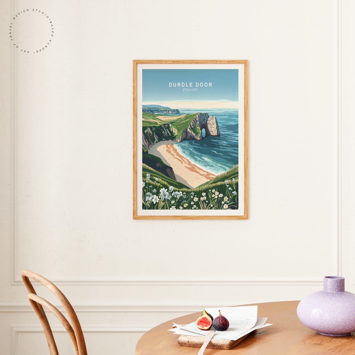 Durdle Door England Limestone Arch Coastal Beach Wildflowers Poster - Image 4