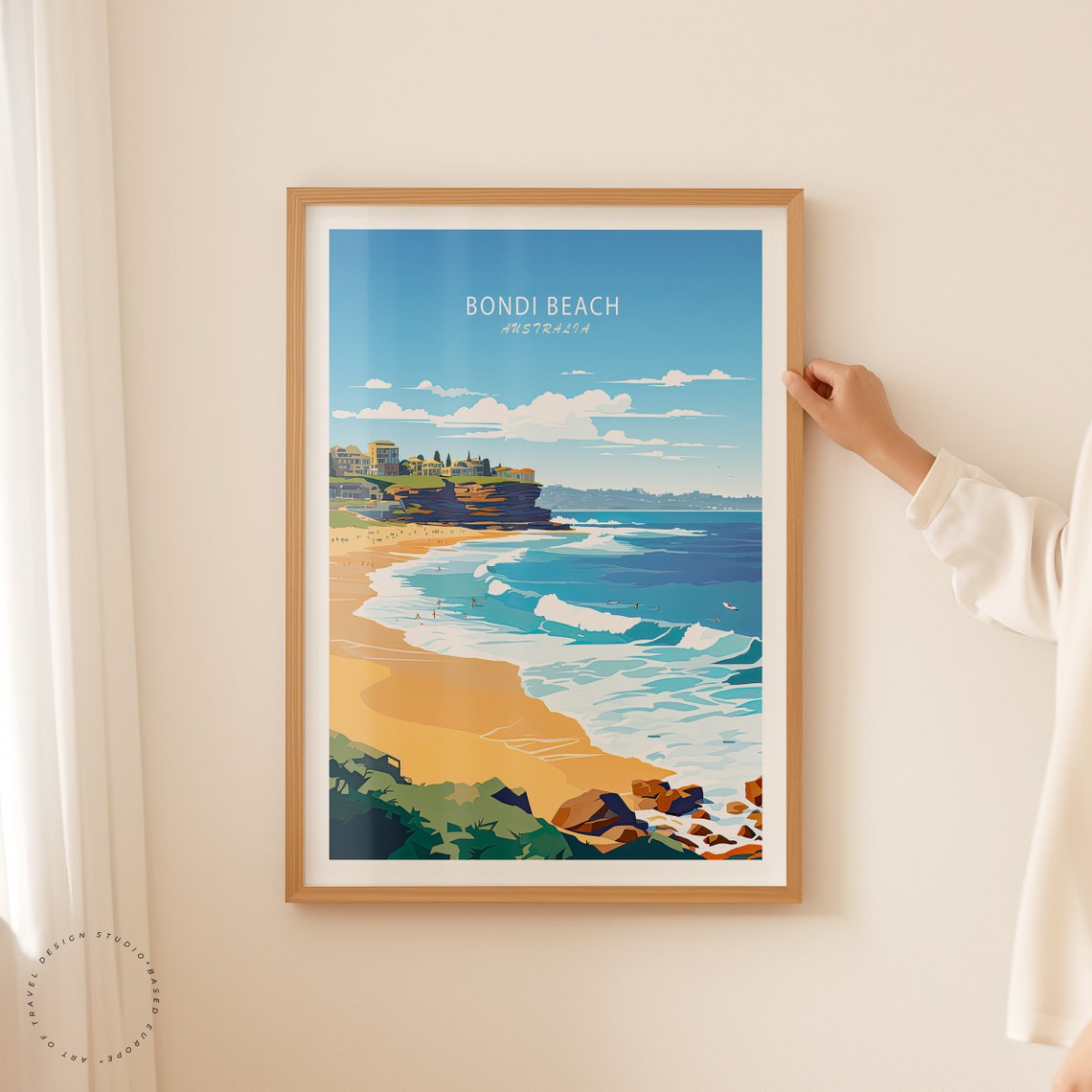 Bondi Beach Australia Rolling Waves And Cliff Coast Travel Poster - Image 2