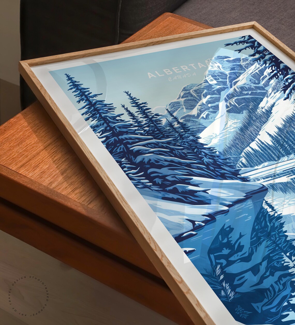 Alberta Canada Winter Mountain Lake Snowy Pines Mirror Reflection Poster - Image 6