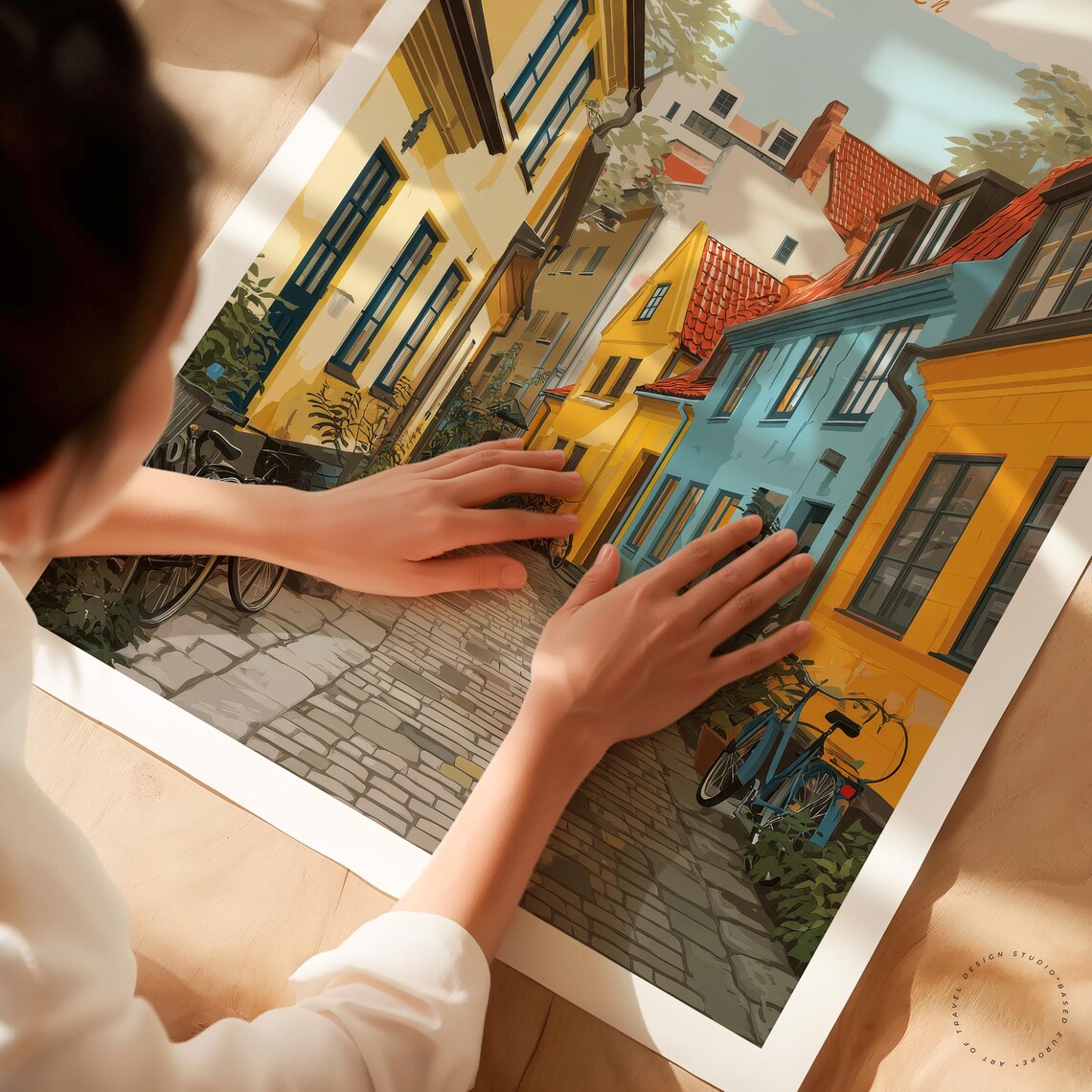 Malmo Sweden Old Town Cobblestone Street Vintage Travel Poster - Image 3